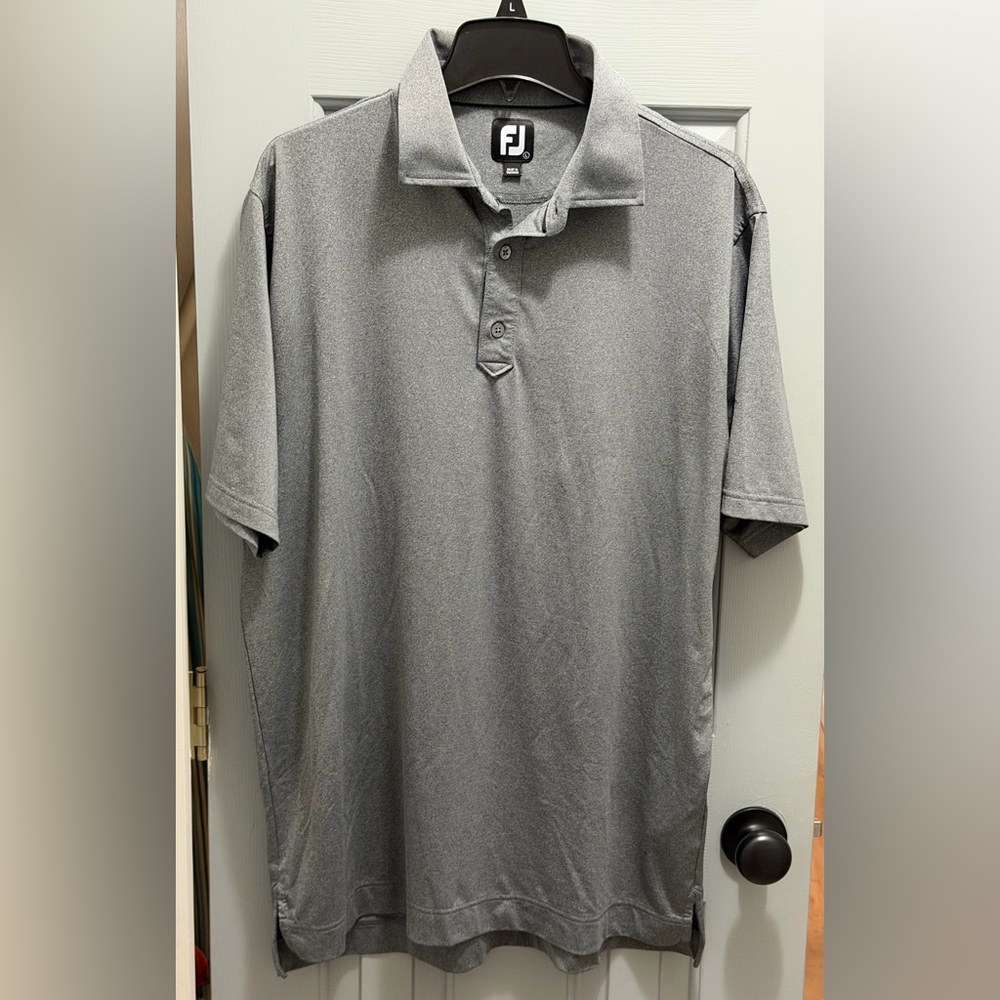 FootJoy ProDry Performance Solid Lisle Set On Placket Golf Polo Shirt Gray Men L